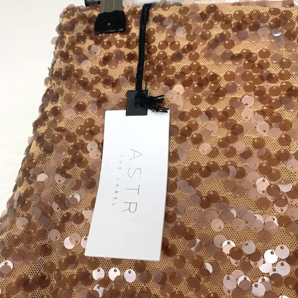 ASTR the Label Romina Sequin Mini Skirt Nude XS - Picture 6 of 7